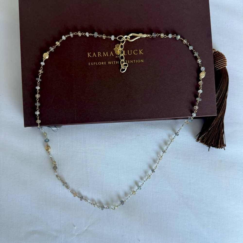 Karma and Luck Gold Labradorite Aquamarine Necklace - NWT